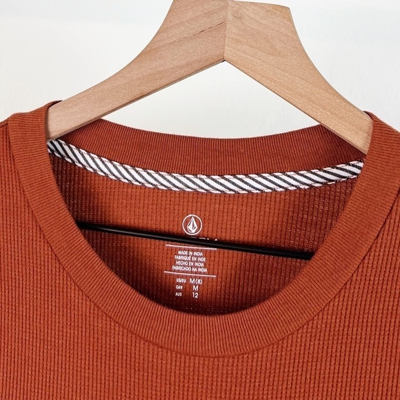 NWT Volcom Stone Thermality Long Sleeve Thermal Knit Graphic Top Dark Clay - Picture 7 of 10